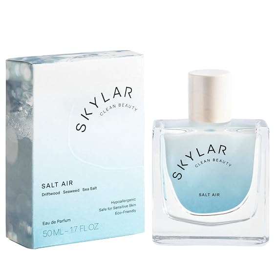 Skylar Salt Air, Eau de Parfum for Women, Beach, Clean, Fresh, 1.7 Fl oz | Fresh Beach Perfume, Driftwood, Water Lily & Vanilla Notes, Hypoallergenic, Vegan, Clean Fragrance for Sensitive Skin