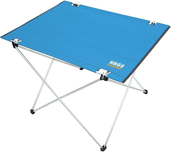 HAEGS Ultralight Folding Camping Table, Portable Compact Roll Up Outdoor Camping Table Large Size - Blue for Picnic, BBQ, Nature Activities, Hiking, Beach
