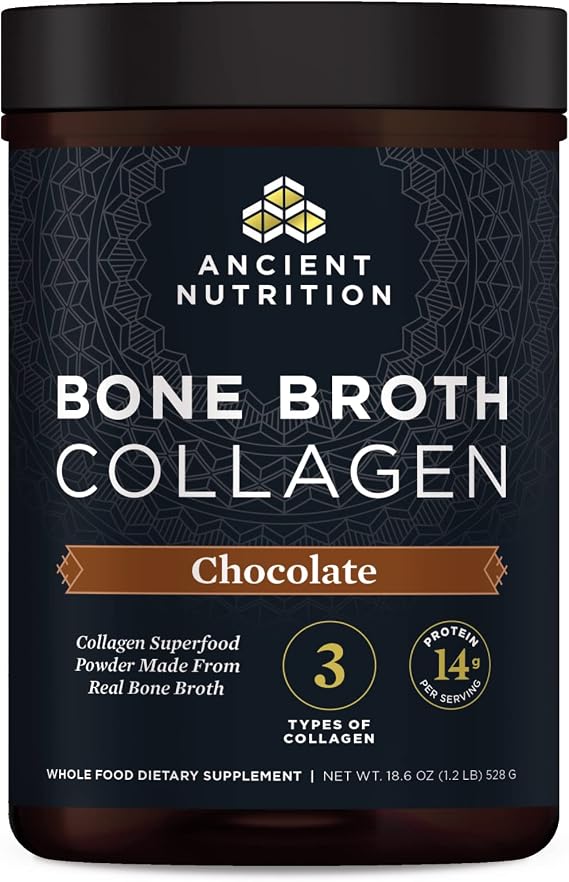 Ancient Nutrition Hydrolyzed Bone Broth Collagen Peptides, Chocolate