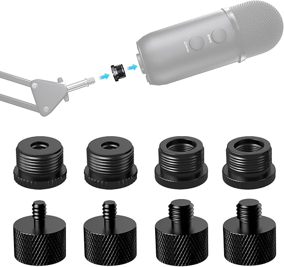 Universal 8 Pcs Mic Stand Adapter Set, 5/8-3/8, 3/8-5/8, 5/8-1/4, 1/4-5/8