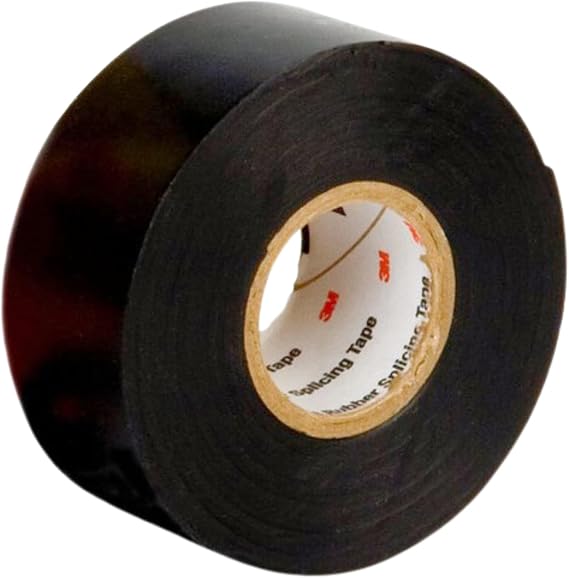 Scotch Linerless Rubber Splicing Tape 130C, 2 in x 15 ft, Black, 1 roll/Carton, 48 Rolls/Case