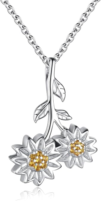 Sariel Sunflower Dual Urn Pendant Necklace 925 Sterling Silver