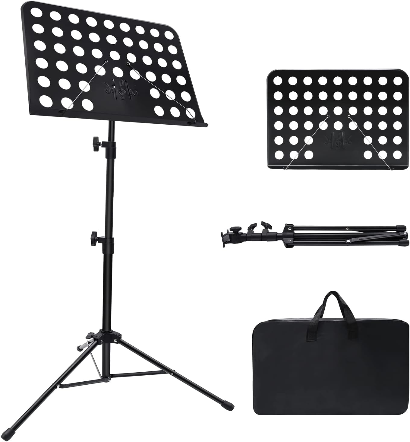 Music Stand for Mdvora Note Paper, Adjustable Music Stand with Carrying Bag, Professional Music Book Holder, Music Paper Holder for Guitar, Ukulele, Violin Players (1 pack)