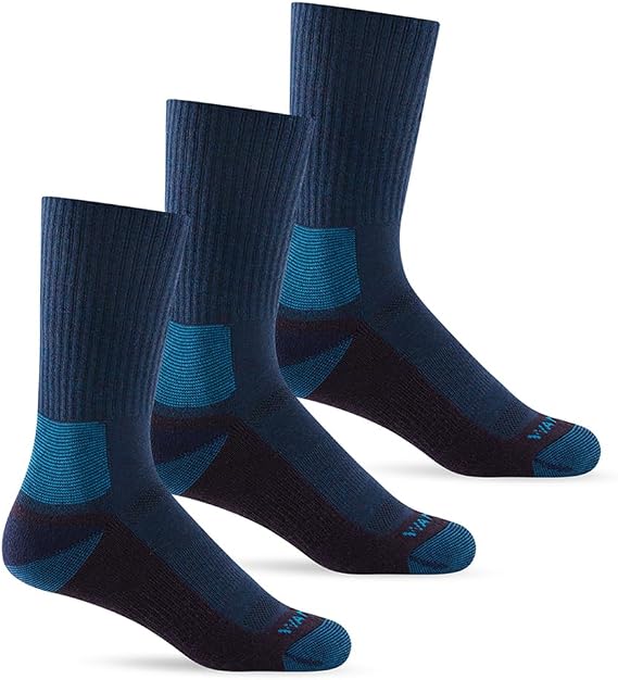 WANDER Merino Wool Crew Socks 3 Pairs Lightweight Cushion Boot Sock | Breathable, Moisture-wicking, Temperature Control, Odor-control, Anti-blister, Light Hiking Running, Everyday