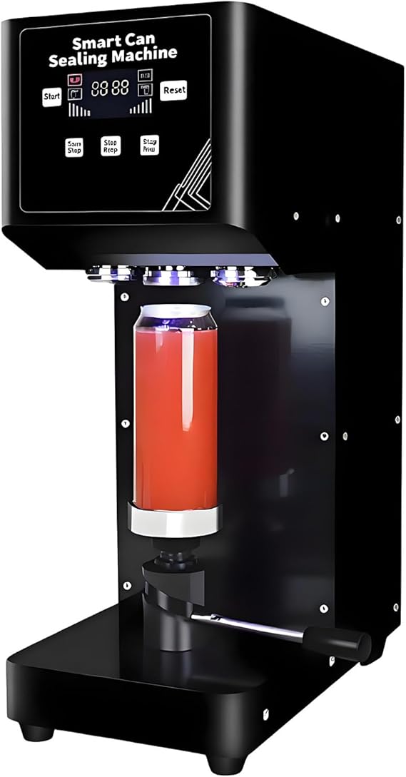 Automatic Can Sealing Machine, 415W Can Seamer Can Sealer with Intelligent Panel & Counting, 55mm Caliber Tin Can Sealer, Bottle Capping for Milk Tea Coffee Pop PET Cans 110V