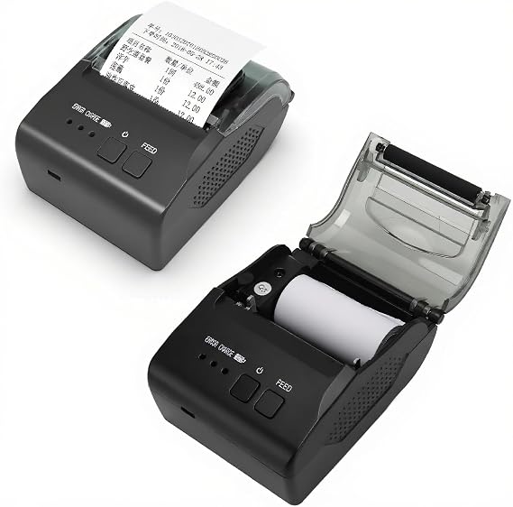Thermal Receipt Printer, 58mm Mini Thermal POS Printer Portable Shipping Label Printer with High Speed Printing 90mm/s & USB Interface for Windows, Linux, OS X, Android