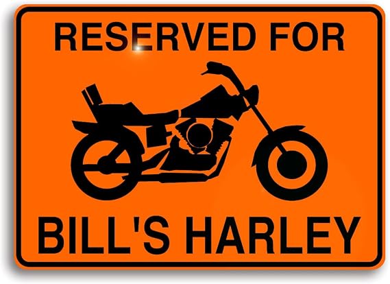 Personalized Motorcycle Parking Sign Custom Aluminum Garage Sign with Vinyl Lettering, Motorcycle Gift for Men, Man Cave or Workshop Decor