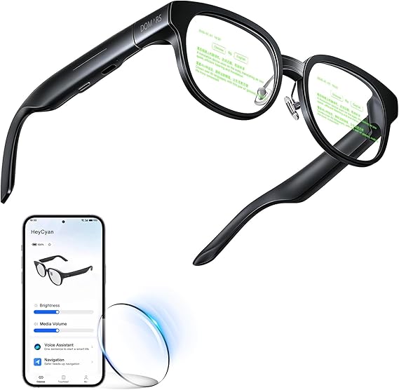 AR Smart Glasses with Real-Time Translation, Invisible Privacy Teleprompter, Bluetooth AI Smartglasses for Speech, Travel, Business Meetings, Smart AI Glasses for Men Women(Customizable lenses)