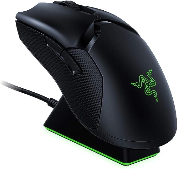 Razer Viper Ultimate Hyperspeed Lightest Wireless Gaming Mouse & RGB Charging Dock: Fastest Switch - 20K DPI Optical Sensor - Chroma Lighting - 8 Programmable Buttons - 70 Hr Battery