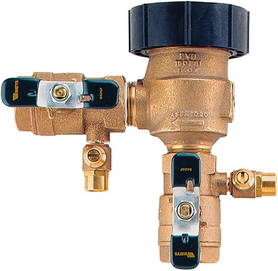 Watts 800M4-QT Anti-Siphon Pressure Vacuum Breaker Quarter Turn Shutoff, Tee Handles, 1 Inch, Bronze