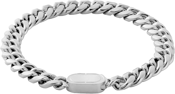 CRAFTD - Silver Cuban Link Bracelet - Durable 316L Stainless Steel & Rhodium - Waterproof, Heat & Sweat Resistant - Gifts for Men - Men's Jewellery - Width 8MM - Length 22cm