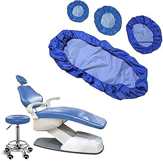 AVFORA Dental Unit Cover Cloth Dentist Chair Protector Sleeves, 4pcs/Set Protective Full Dental Chair Cover, PU Dental Unit Cloth Chair Cover, Composite Film Waterproof Material Washable. (Blue)