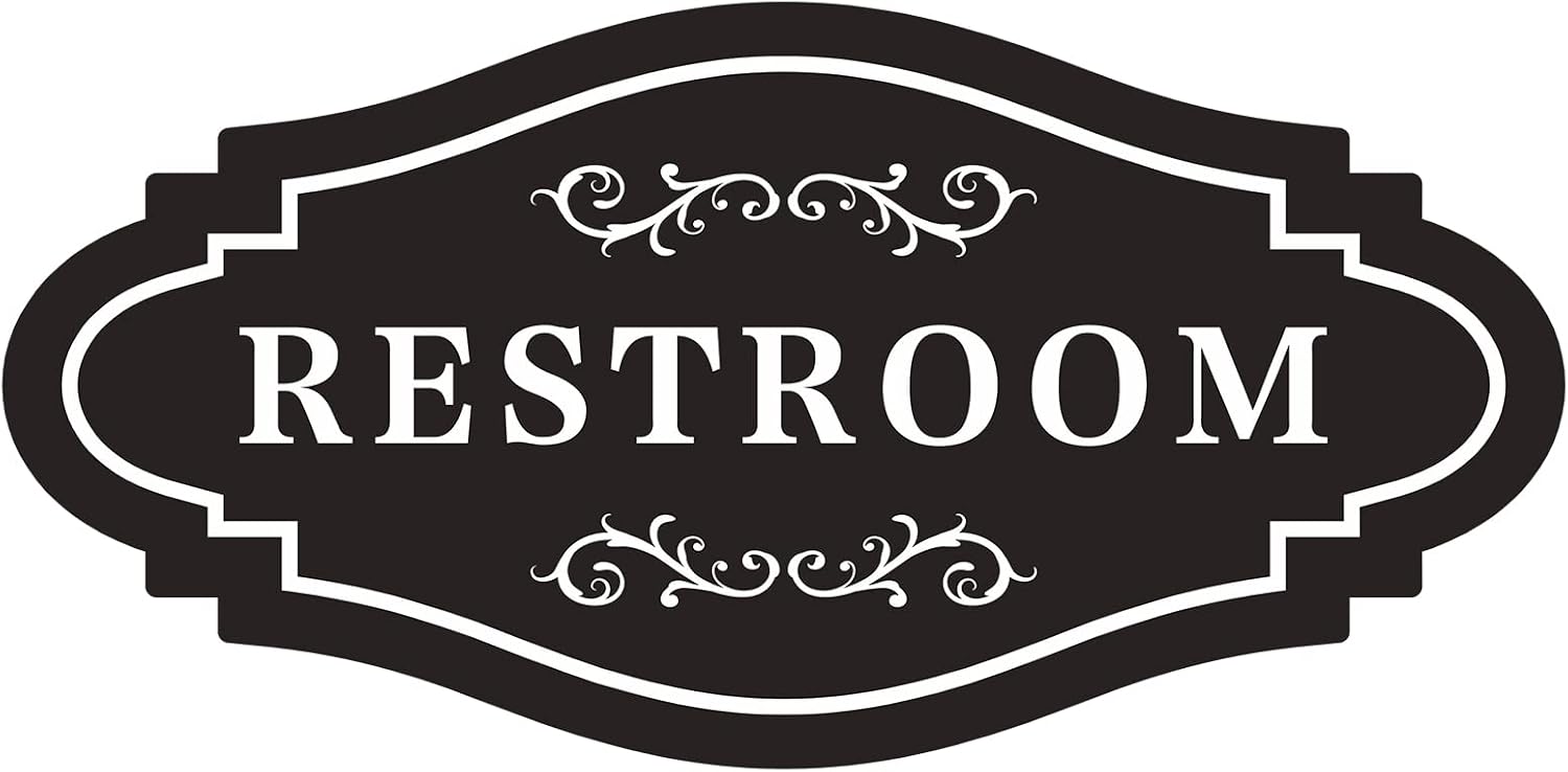 FXRN Restroom Sign,restroom signs for business,restroom sign for home,unisex bathroom sign or Bathroom signs for door, 4 x 8 inch-Easy Installation Without Any Tools.（ RESTROOM-1
