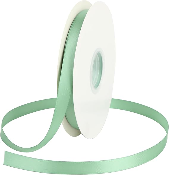 Sage Green Satin Ribbon, 1/2 Inch x 50 Yards, Thin Ribbon for Gift Wrapping, Weddings, Floral Arrangements, Bridal Shower, Invitations, Bouquet Wrap, Crafts