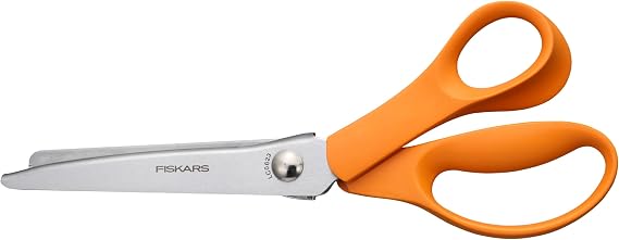 Fiskars 8" Orange-Handled Pinking Shears for Fabric Cutting & Sewing | Zig Zag Scissor Blades Prevent Fraying, Ergonomic Handle, High-Grade Stainless Steel Blades Stay Sharp, For Arts and Crafts