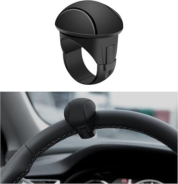 Steering Wheel Spinner Knob, Adjustable Car Steering Wheel Knob Spinner, Non-Slip Steering Wheel Aids Power Handles, Auto Universal Accessories for Cars, Trucks, Tractors (Black)