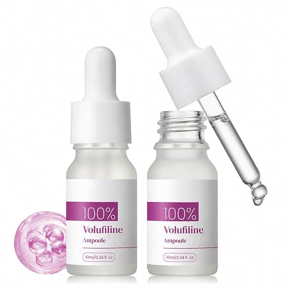 100% Volufiline Ampoule Serum - Natural Plant-Based Plumping Essence for Face, Lips & Cheeks, Anti-Aging Hydrating Serum for Skin Firming, Elasticity, Even Tone & Smooth Texture, 10ml / 0.34 fl.oz