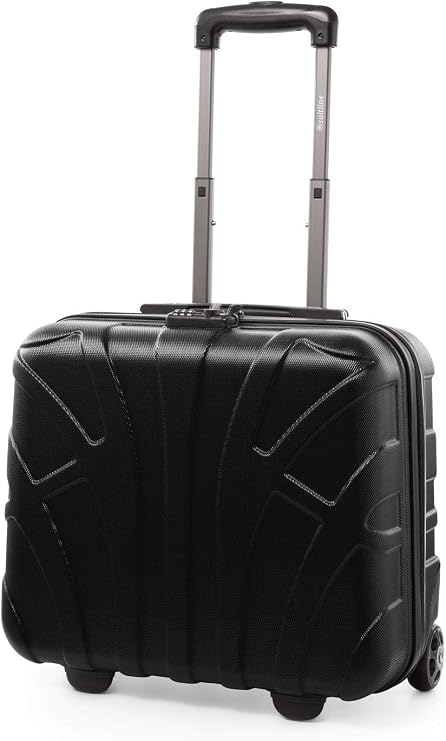 Suitline - Pilot Trolley, Hard Shell, Business Trolley, Cabin Suitcase, Pilot Case, Carry On Luggage, TSA, ABS, 2 Wheels, Black