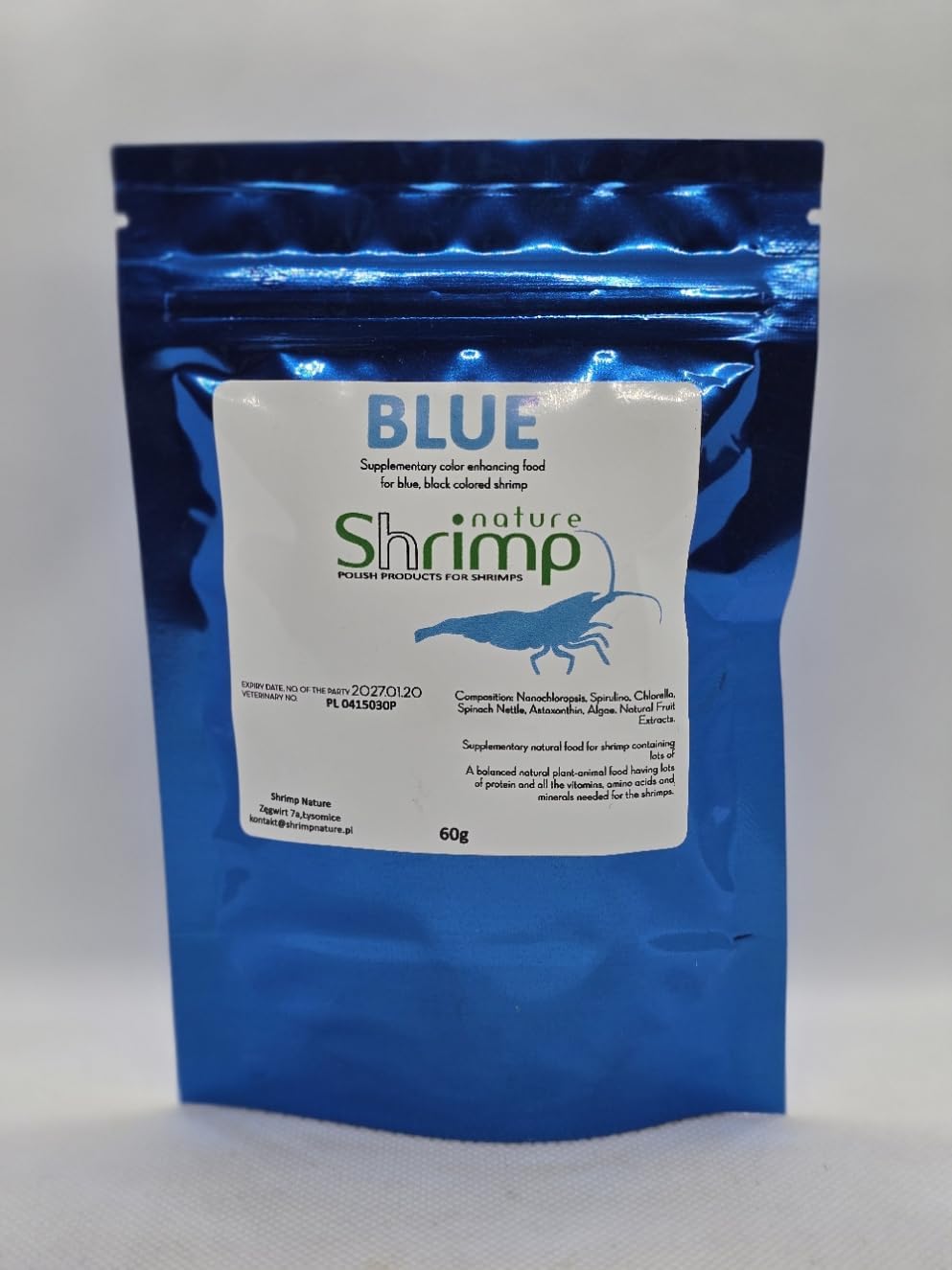 Blue | 60g - Special food for ornamental shrimps, Blue and Black Colour Enhancement