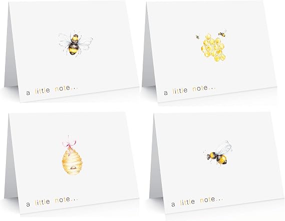 the lazy panda card company 20 Blank Cute All Occasion Bee Greeting Cards made from Recycled paper (Bee Note Cards)