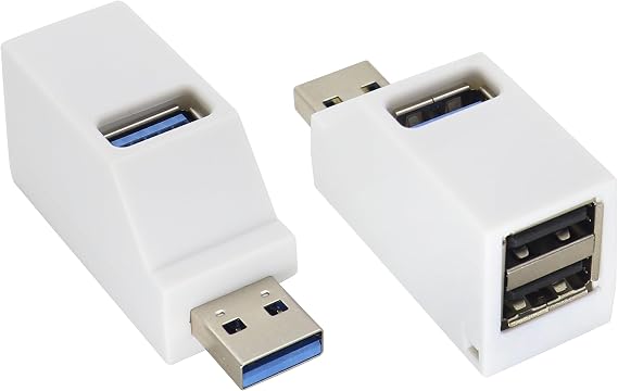 USB Port Splitter 3-Port 3.0 USB Hub High-Speed Splitter Plug and Play Compatible with Portable PCs Laptops etc. (2 Pieces/White)