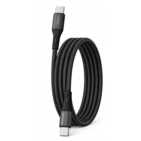 Type C-C ÖRGÜLÜ 60Watt PD Hızlı Şarj Kablosu, 1Metre, REMORAX Wahoo (1Ad x 1Metre Siyah)