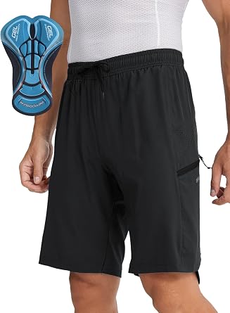 BERGRISAR Men's 2 in 1 Mountain Bike Shorts 3D Padded Bike Short Cycling Shorts with Phone Pocket
