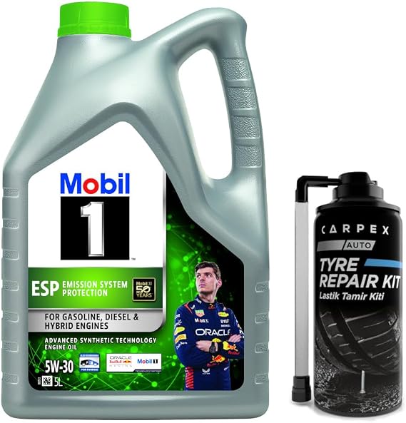 Mobil 1 Esp 5W30 Motor Yağı 5 L + 00120 Carpex Lastik Tamir Kiti