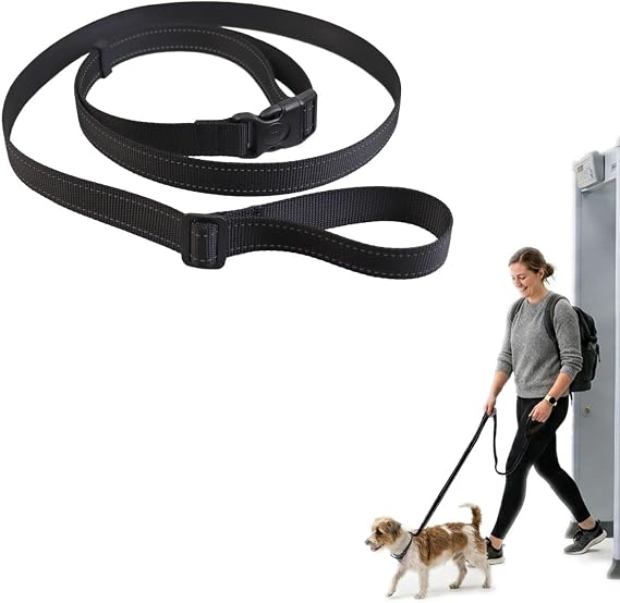 Airport Security Friendly Dog Leash for Small & Medium Dogs - Reflective, Metal-Free with Adjustable Plastic Buckle