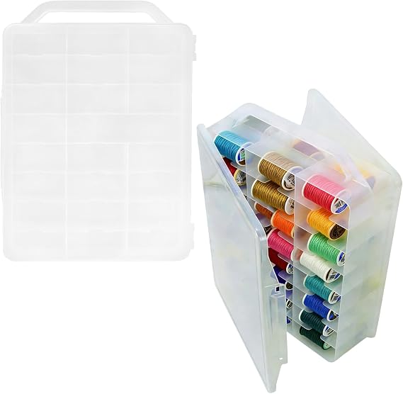 2 Pack 46 Grids Sewing Storage Boxes, Double-Sided Sewing Thread Organizer Boxes for Embroidery Floss Sewing Threads Crafts Decorations