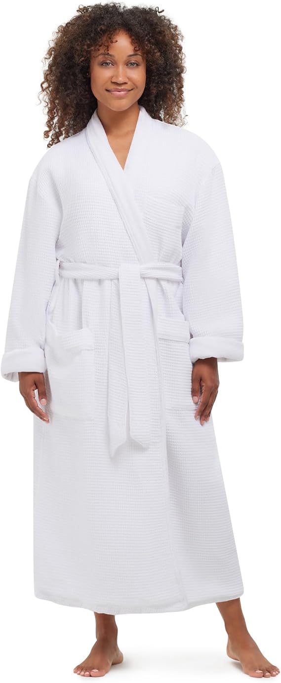 Monarch Unisex Plush Lined Waffle Spa Robe with Pockets