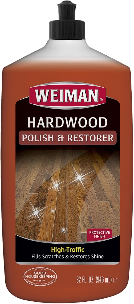 Weiman High-Traffic Hardwood Floor Polish & Restorer - Natural Shine Removes Scratches Leaves Protective Layer - 27 fl. oz.