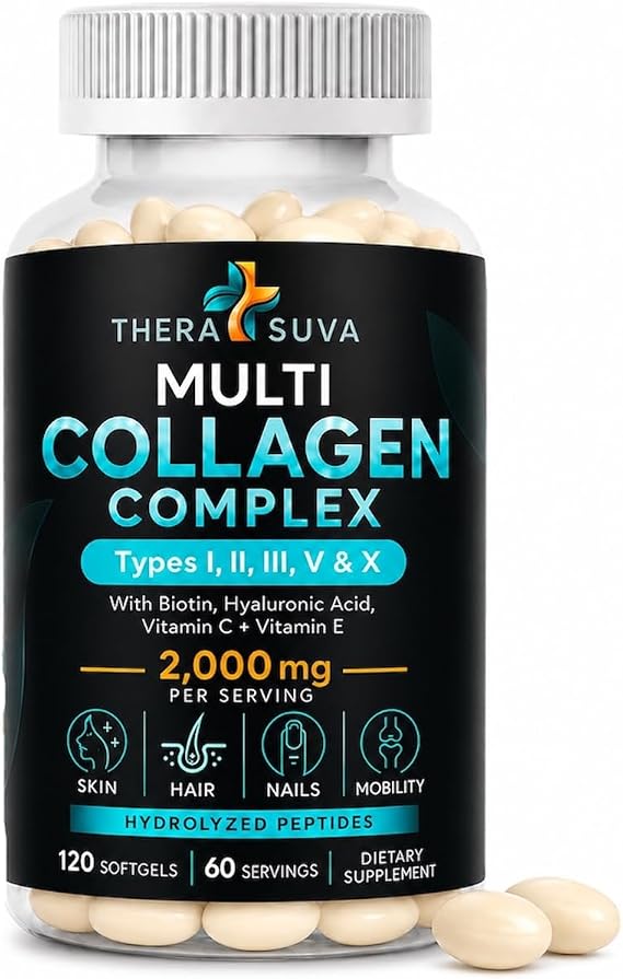 TheraSuva Complete Multi Collagen Complex w/Peptides, 120 Veggie Softgels