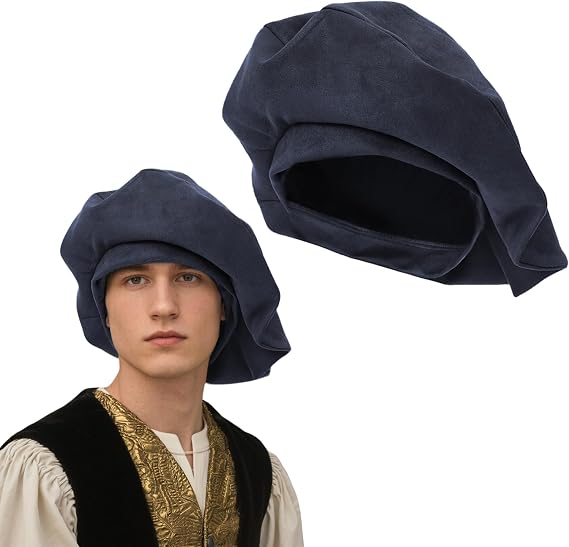 Medieval Tudor Suede Hat Muffin Renaissance Elizabethan Cap Headwear