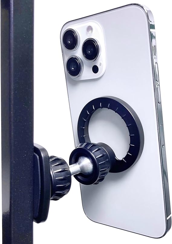 Gym Magnetic Phone Holder Mount for MagSafe, [Upgraded Metal & 360 Adjustable] Dual Magnetic Phone Holder for Gym Workout Compatible with iPhone 17/16/15/14/13/12 Series
