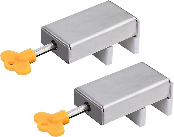 2 Sets Sliding Window Door Locks,67x35x33mm Stainless Steel Door Frame Lock with Key,Adjustable Window Limit Stopper,Door Windows Safety Lock for Home School Office