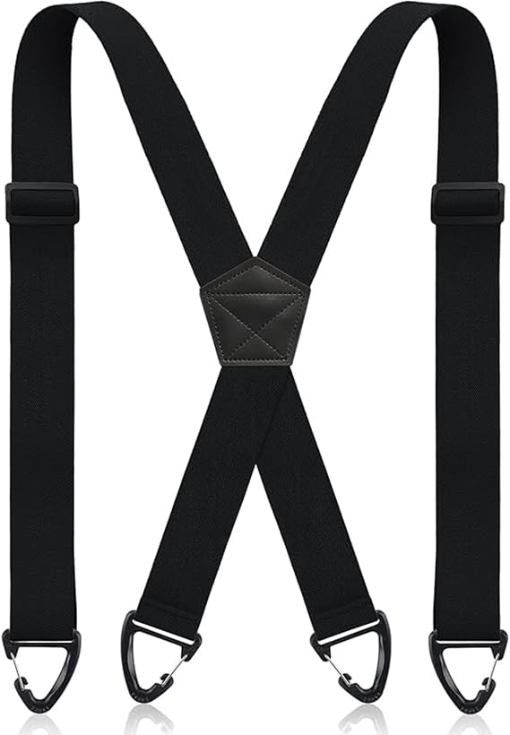 Mens Braces For Trousers,1.49'' Wide X Back Suspenders With 4 Strong Hooks,Heavy Duty Adjustable Braces For Men Trousers Business Wedding Casual