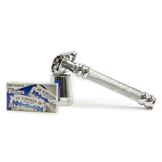 The Nobel Double Edge Safety Razor by Luxury Barber best wet shaving starter kit gift set for men