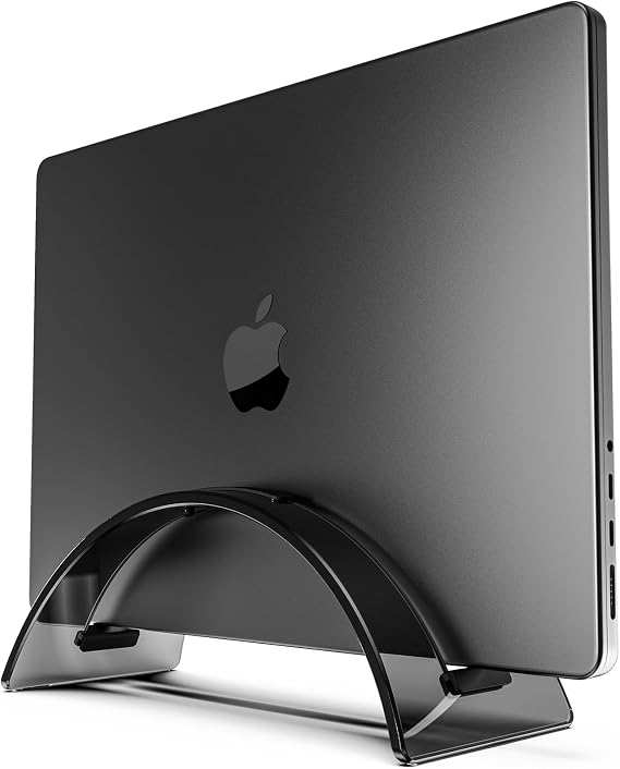 Yikola Vertical Laptop Stand for Desk, Vertical Laptop Hoder Space-Saving Organizer for All MacBook, Laptop Stand Acrylic Invisible Desktop Notebook Dock-Black...
