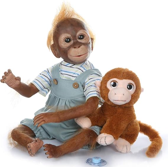 ZIYIUI 21 Inch Newborn Realistic Baby Doll Silicone Vinyl Reborn Monkey Dolls with Weighted Body Lifelike Flexible Collectible Art Doll That Look Real and Feel Real