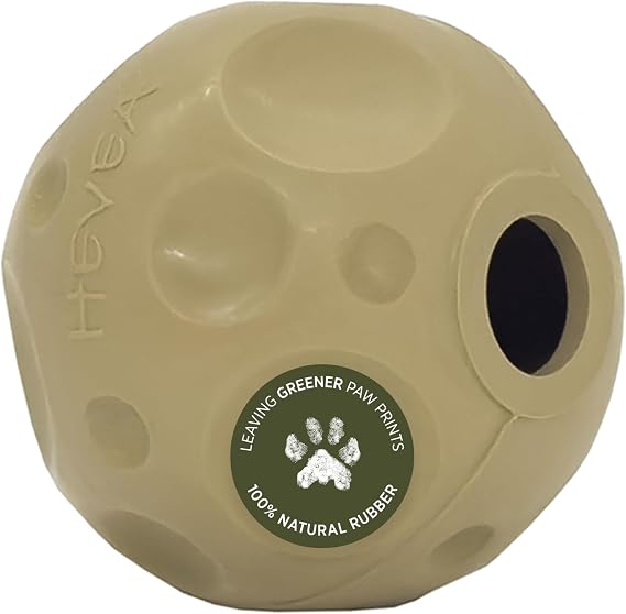 Hevea Moon Ball 2-in-1 Dog Activation & Fetch Toy - Natural Rubber Dog Treat Ball - Active Rolling Ball Dog Toy for Sore Gum Relief (Hunter Green)