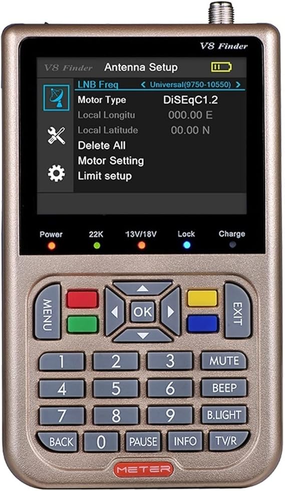Satellite Finder Satellite Signal Meter V8 2/Finder Meter DVB-S/DVB-S2X Parabol Locator Finder Satellite FTA Satellite Receiver Digital TV HD LCD MPEG-2/4 H.264(V8 Finder Meter)