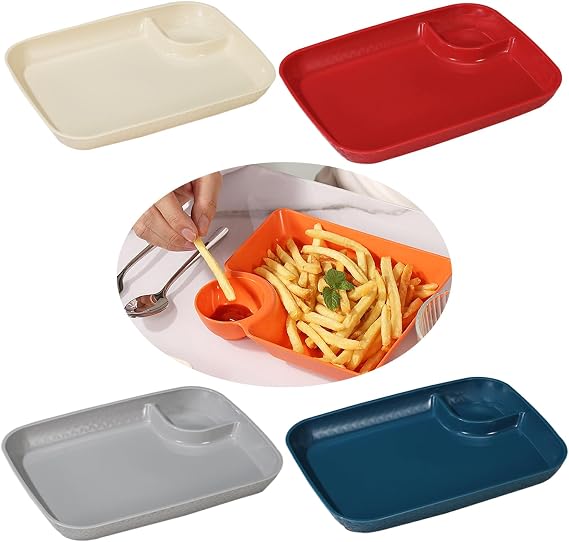 Chips and Dip Serving Platter Set, 4Pcs, 9.84'' x 7.24''