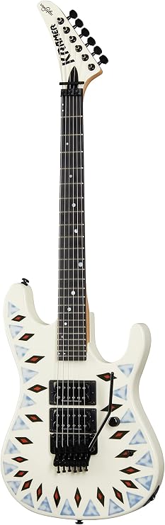 Kramer Nightswan Floyd Rose, Vintage White Aztec Marble Graphic