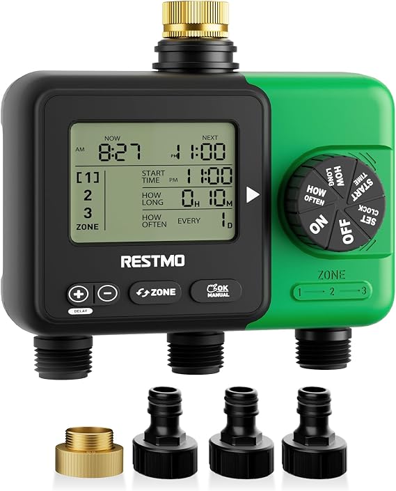 RESTMO LCD Water Timer Irrigation Timer for Outdoor Hose