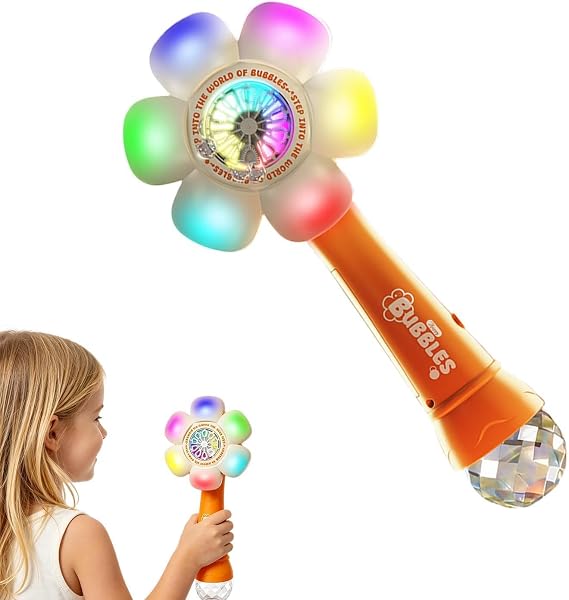 Sunflower Bubble Machine for Bath Portable Automatic LED Flower Blowing Toy