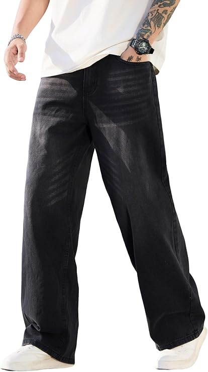 Men's Baggy Jeans Y2K Vintage Wide Leg Denim Pants Trousers