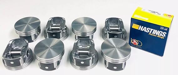 Flat top pistons & matching rings compatible with 1997-2004 GM 5.7L LS1 V-8 engines. For Standard 3.897" Bore diameter.