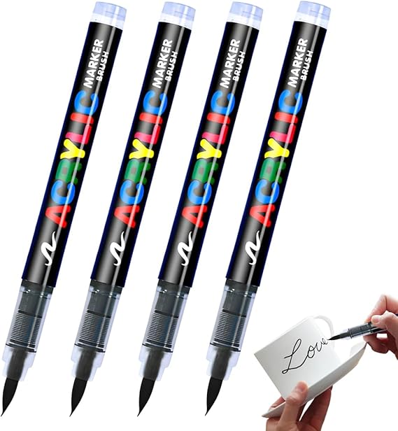 Set of 4 textile dyes, black, textile pens machine washable, fabric pens machine washable for T-shirts, fabric colouring pens and fabric bags for painting