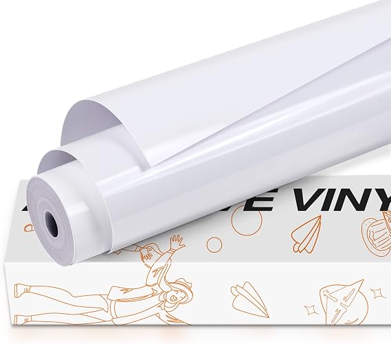 HTVRONT Permanent Vinyl for Cricut, 12" x 18FT White Permanent Vinyl for Cricut Machine